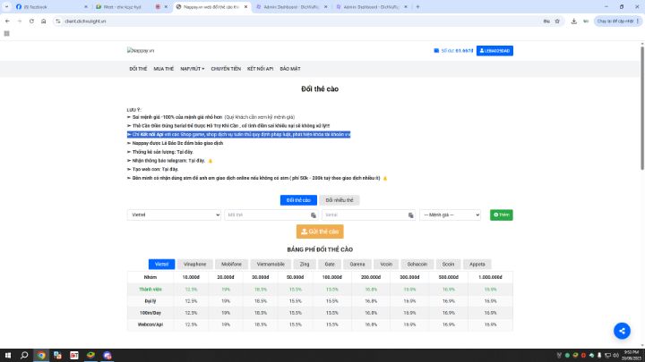 Code gạch thẻ vip